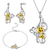 Butterfly Birthstone November Citrine Jewelry Set 4PCS - Jewelry Set - Aurora Tears